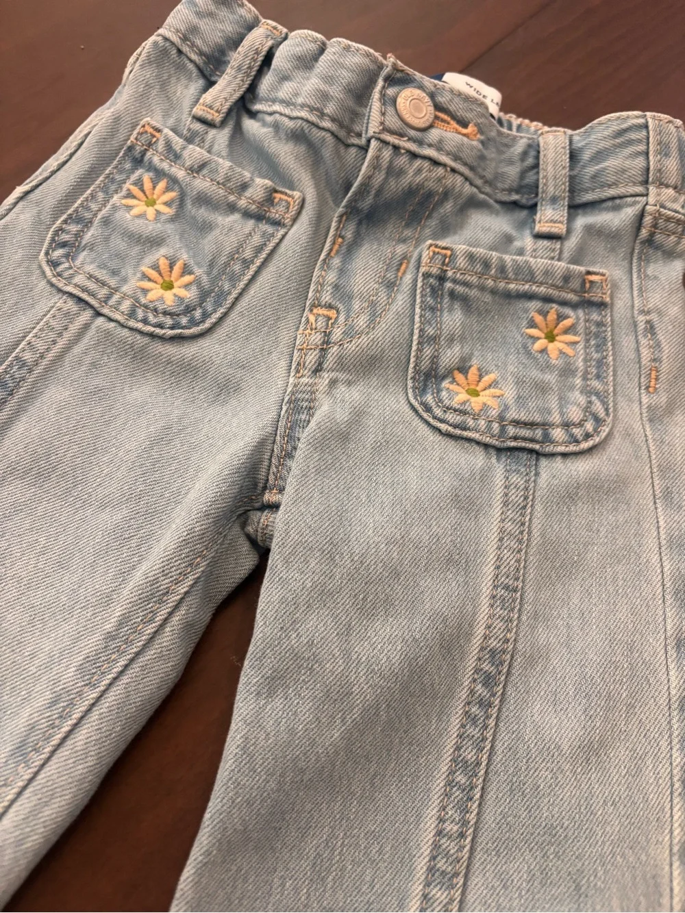 Old Navy Wide Leg Jeans with Daisy Embroidery